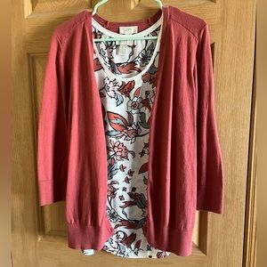 Loft cardigan and sleeveless blouse